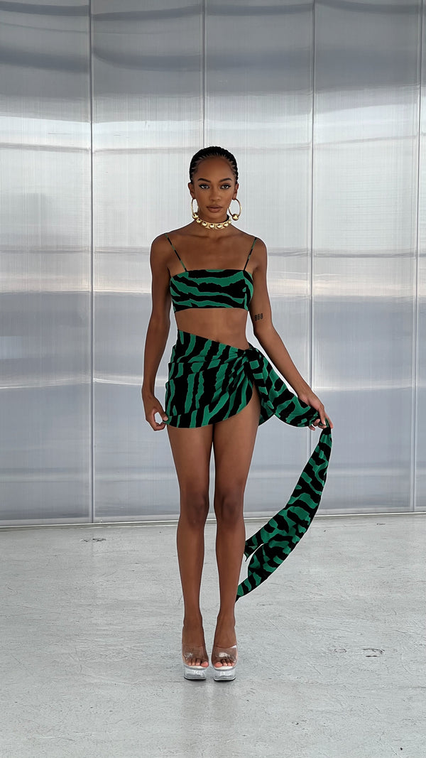 Malia Sarong Green Zebra Print