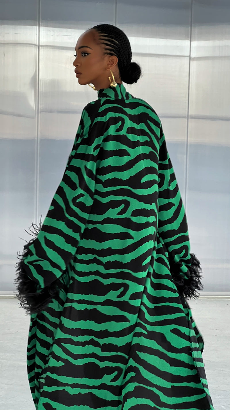 Tulum Mini Skirt Green Zebra Print