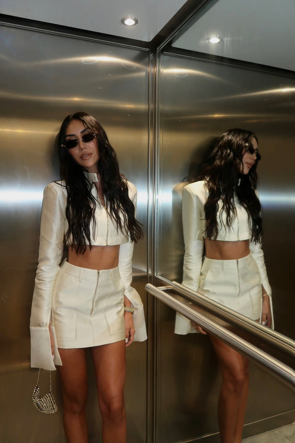 Femme Fatale Mini Zip Skirt 2.0 Ivory