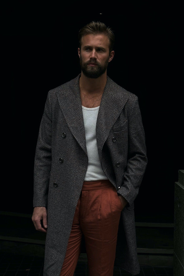 Nico Double-Breasted Wool and Cashmere Coat in Houndstooth