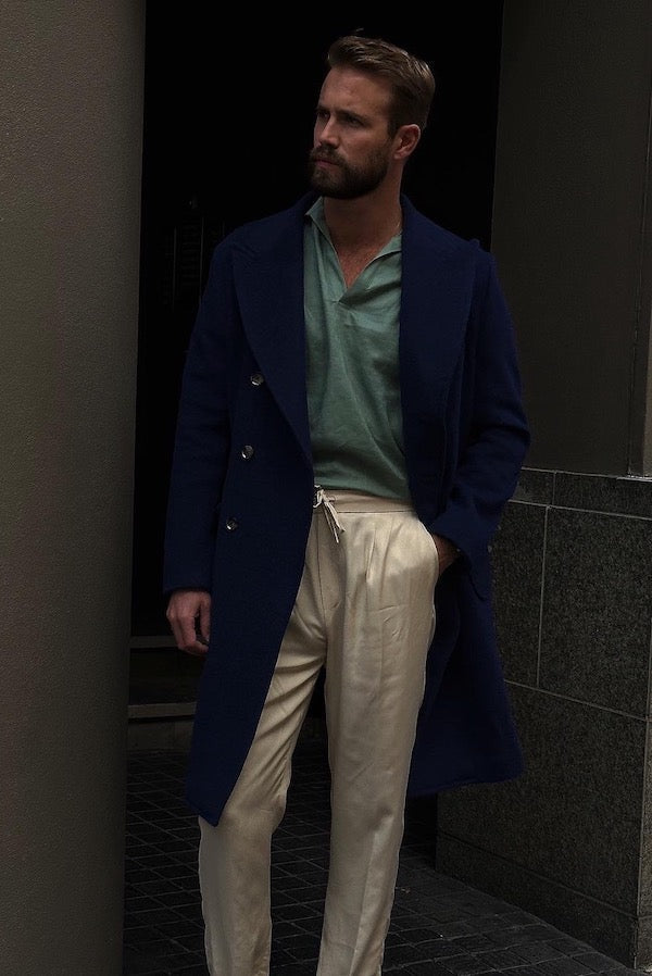Nico Double-Breasted Wool and Cashmere Coat in Cobalt Blue