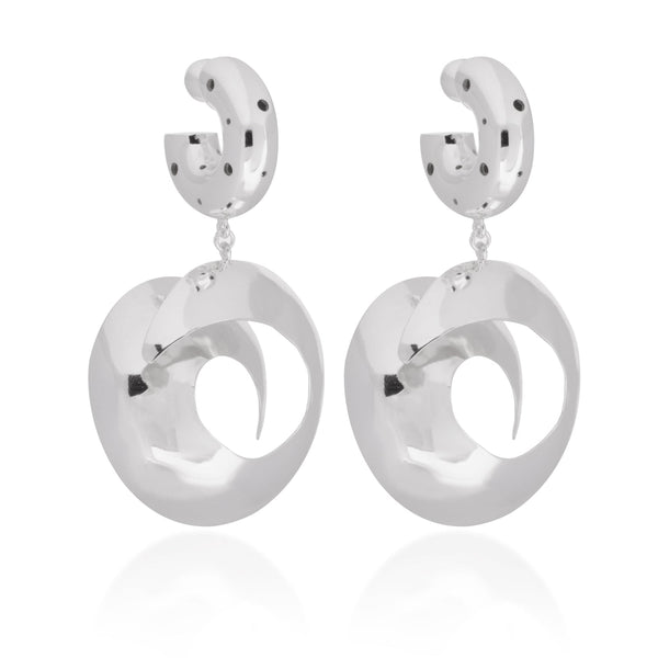 Paula Mendoza Black Hole With Hoop Silver Earrings