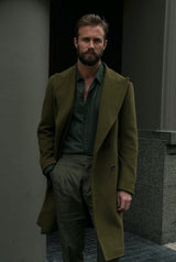 Nico Double-Breasted Wool and Cashmere Coat in Olive