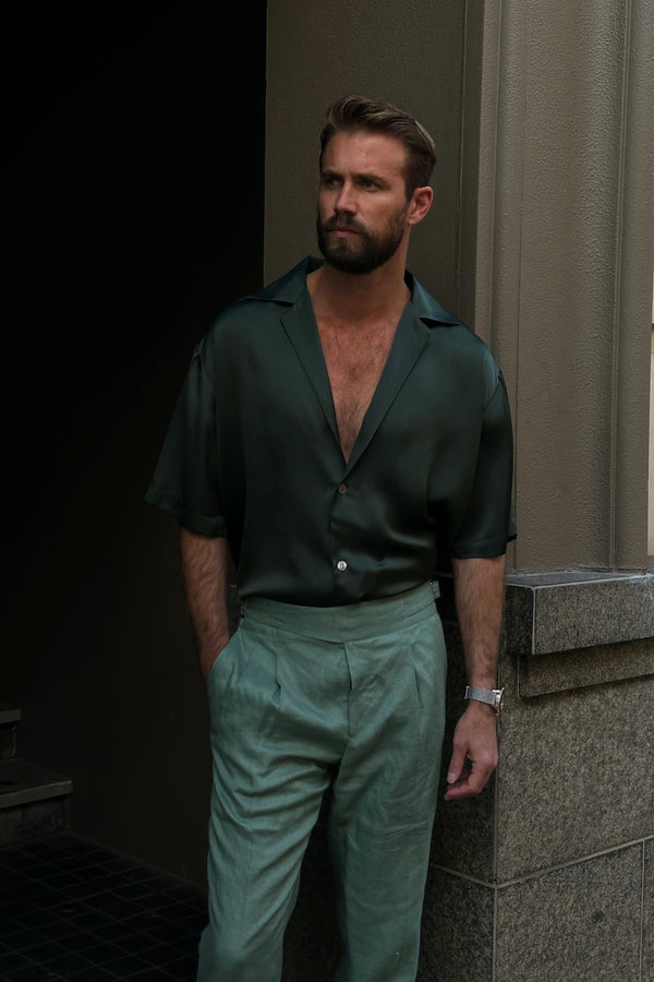 Miami Silk Shirt Forrest Green