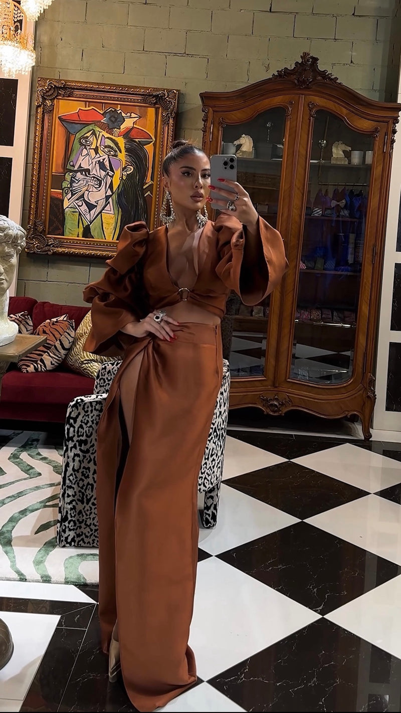 Nina Tulum Long Skirt Rich Brown