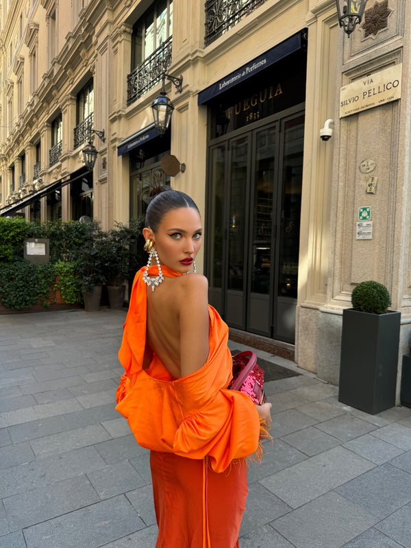 Tulum Feather Wrap Top Orange