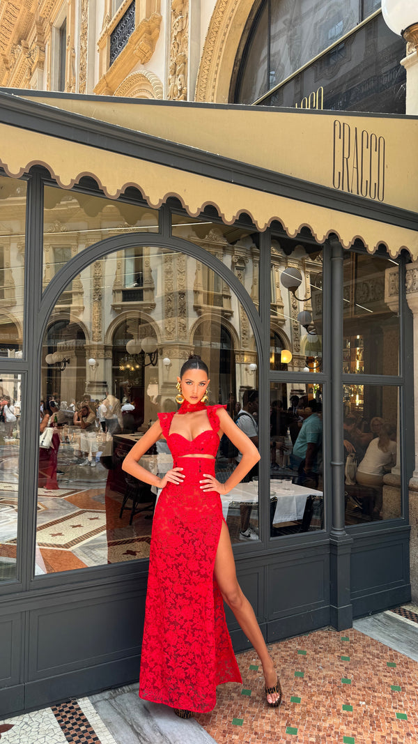 La Bonita Nammos Skirt Red Lace