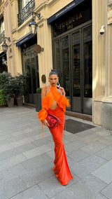 Tulum Feather Wrap Top Orange