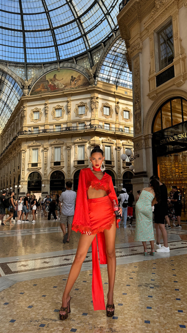 Rio Mini Skirt Orange with Orange Lace