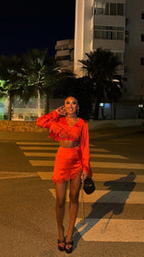 Rio Mini Skirt Orange with Orange Lace