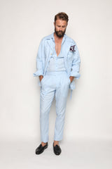 Gio High Waist Ghurka Trousers Baby Blue Linen