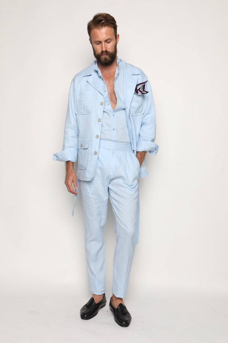 Safari Jacket Baby Blue Linen