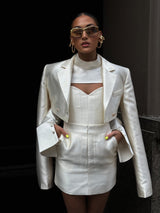 Femme Fatale Corset & Detachable Neck Sleeve Ivory White