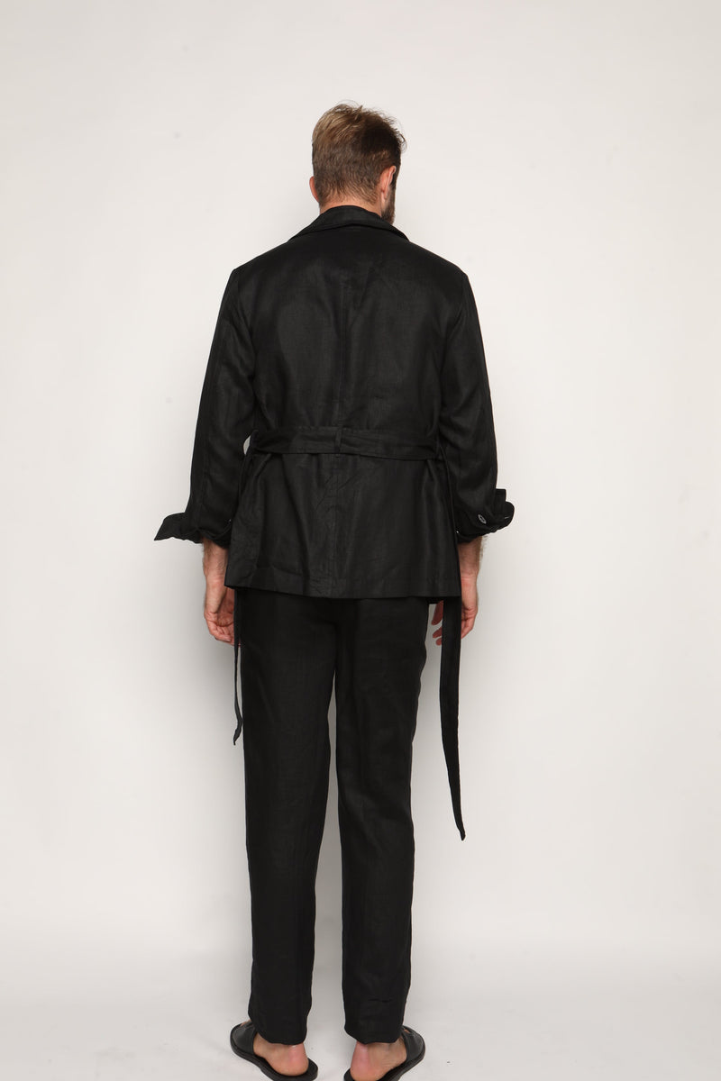 Safari Jacket Black Linen