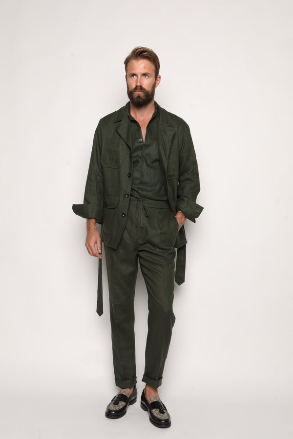 Safari Jacket Forrest Green Linen