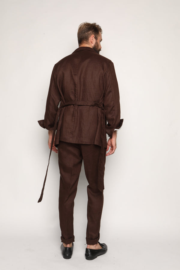 Luca Safari Linen Shirt with French Collar White