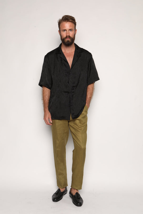 Miami Silk Shirt Black Oriental