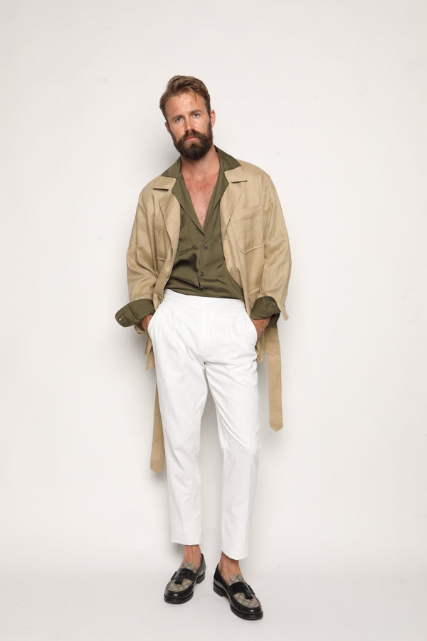 Safari Jacket Camel Beige Linen