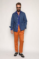 Misha High Waist Drawstring Trousers Orange Cotton/Linen