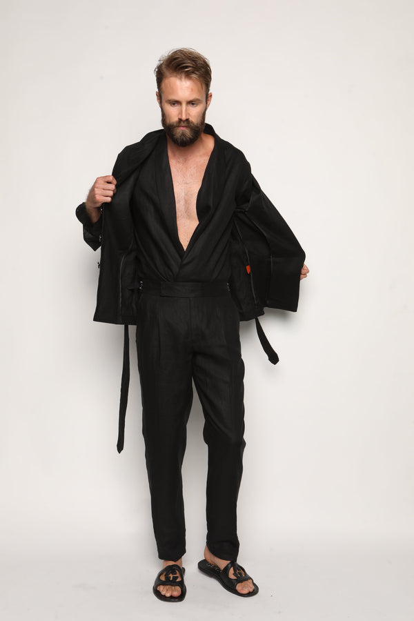 Safari Jacket Black Linen