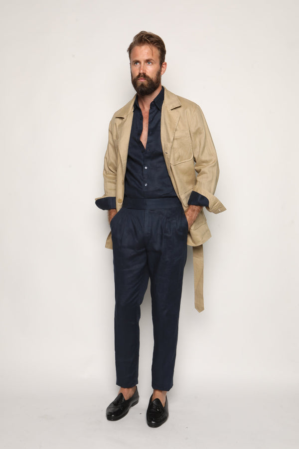 Safari Jacket Camel Beige Linen
