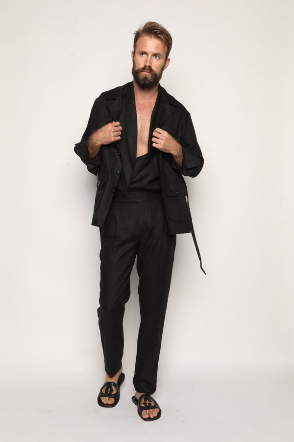 Safari Jacket Black Linen