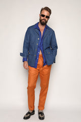Misha High Waist Drawstring Trousers Orange Cotton/Linen