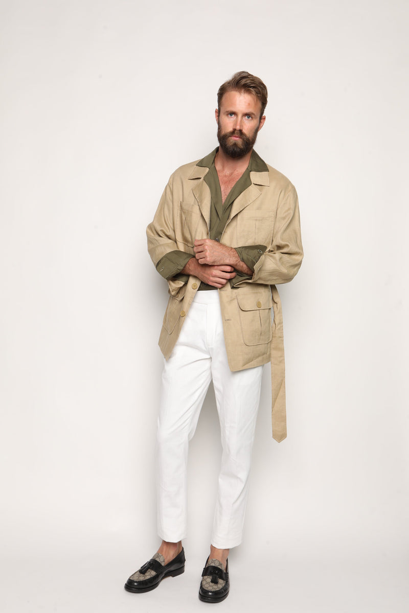 Safari Jacket Camel Beige Linen