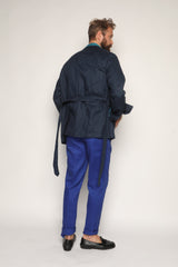 Safari Jacket Navy Blue Linen