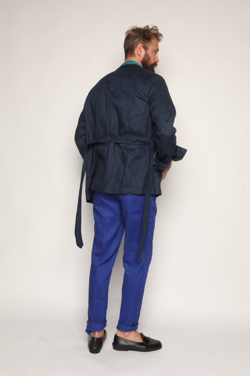 Safari Jacket Navy Blue Linen