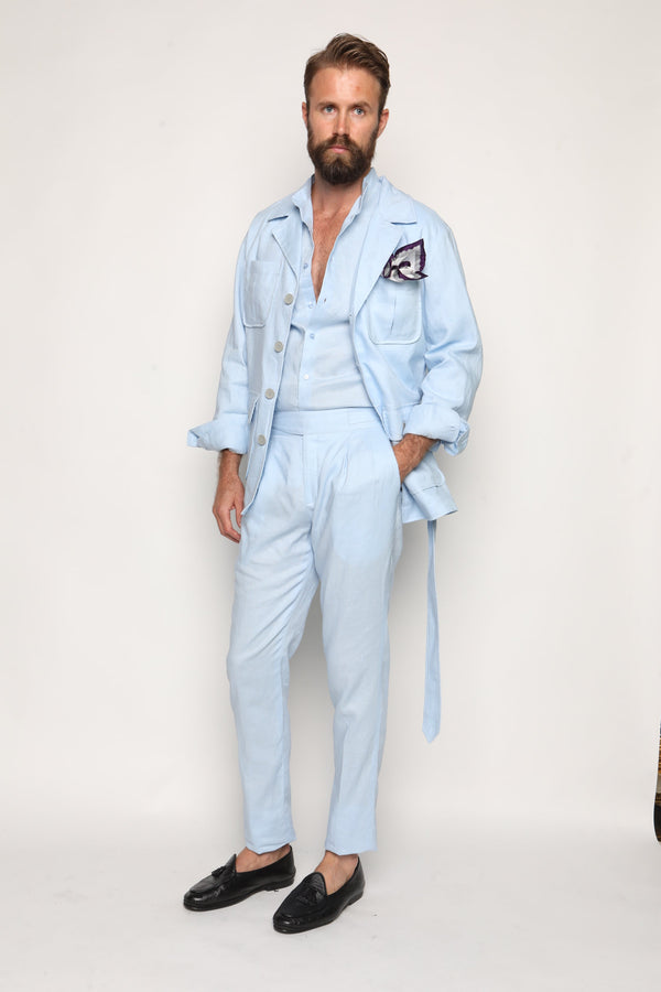 Safari Jacket Baby Blue Linen