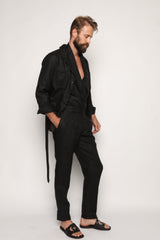 Safari Jacket Black Linen