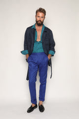 Safari Jacket Navy Blue Linen