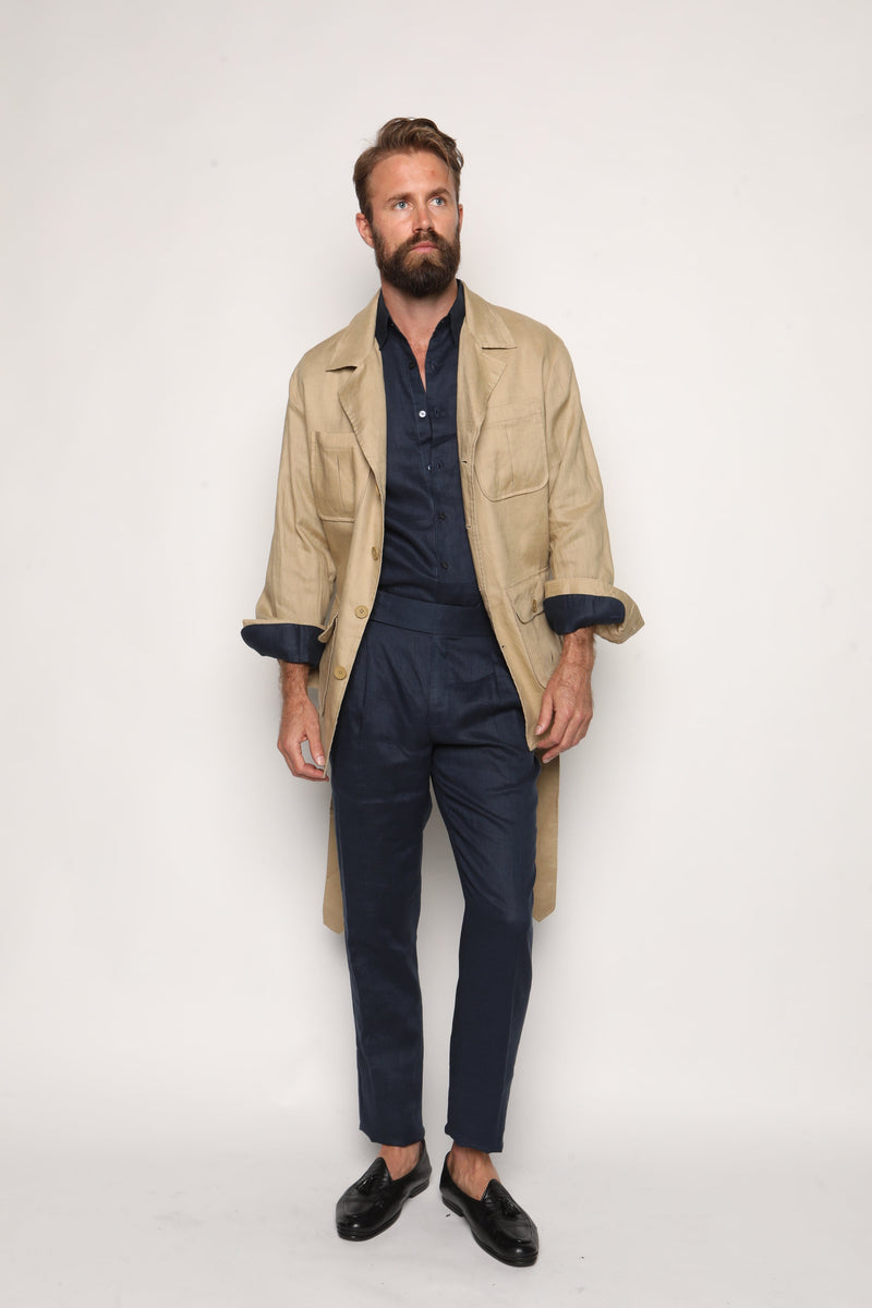 Safari Jacket Camel Beige Linen