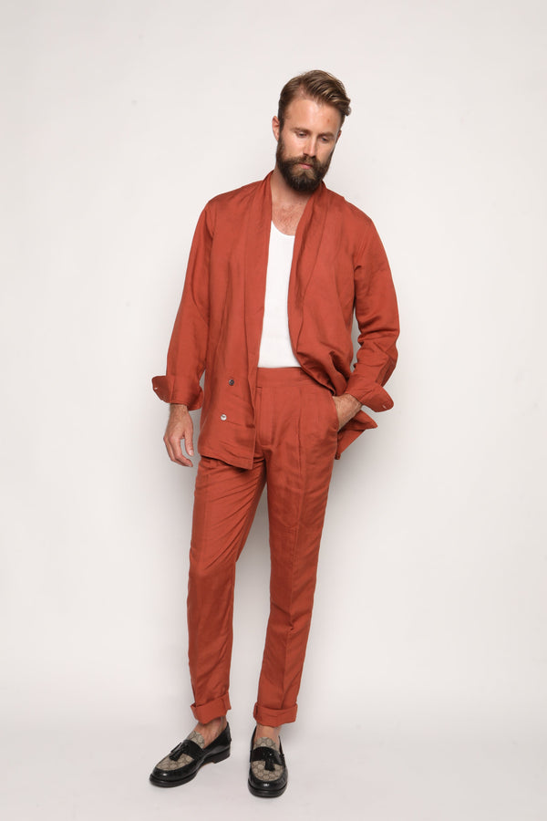 Gio High Waist Ghurka Trousers Terracotta