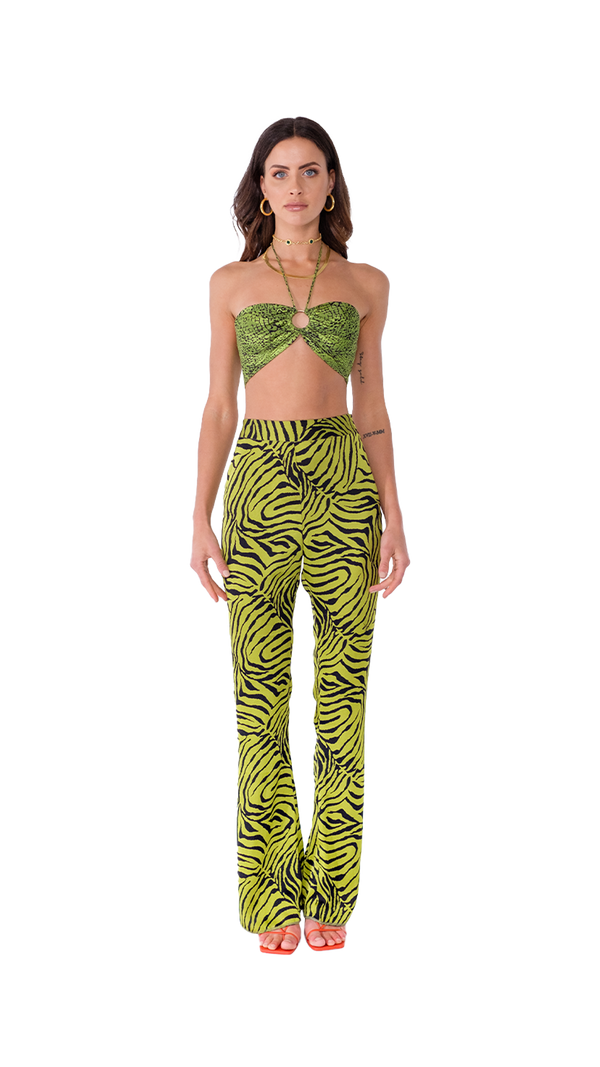 Tulum Flare Pants Green Tiger