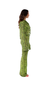 Tulum Flare Pants Green Tiger