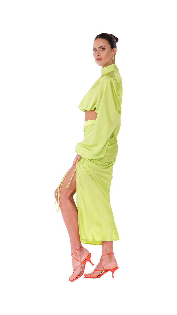 Palermo High Neck Blouse Lime Green