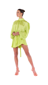 Palermo High Neck Blouse Lime Green