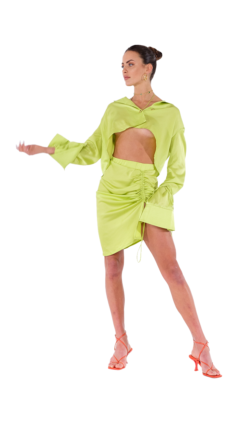 Palermo French Cuff Blouse Lime Green