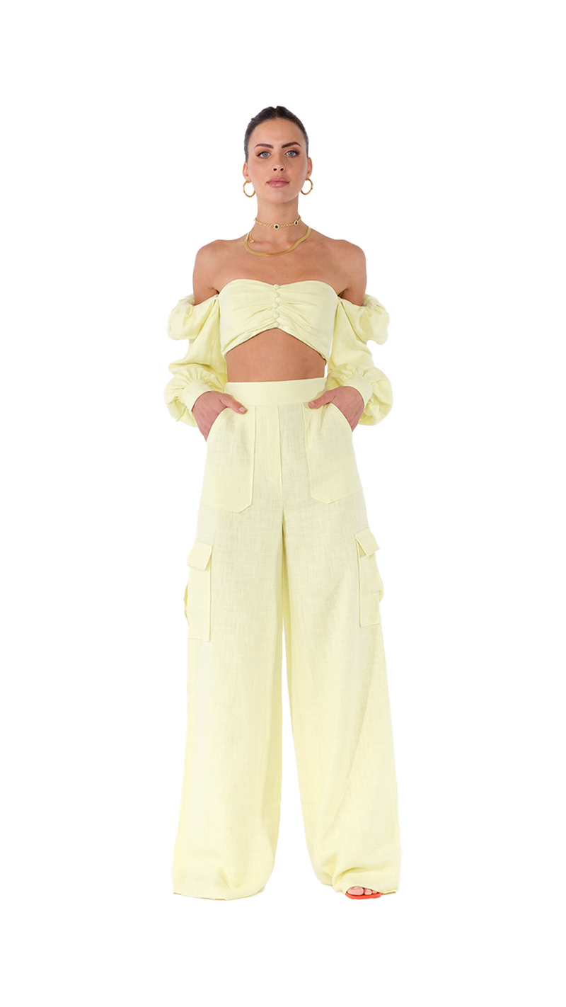 Philomena Corset Top Yellow Linen