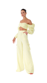 Philomena Corset Top Yellow Linen