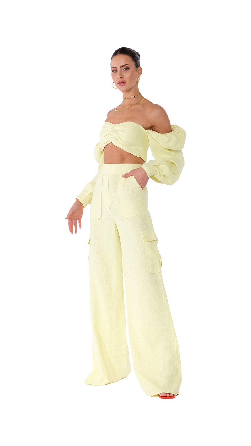 Philomena Corset Top Yellow Linen