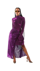 Exclusive Long Skirt with Buckle Detailing Purple