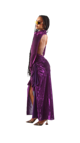 Exclusive Long Skirt with Buckle Detailing Purple