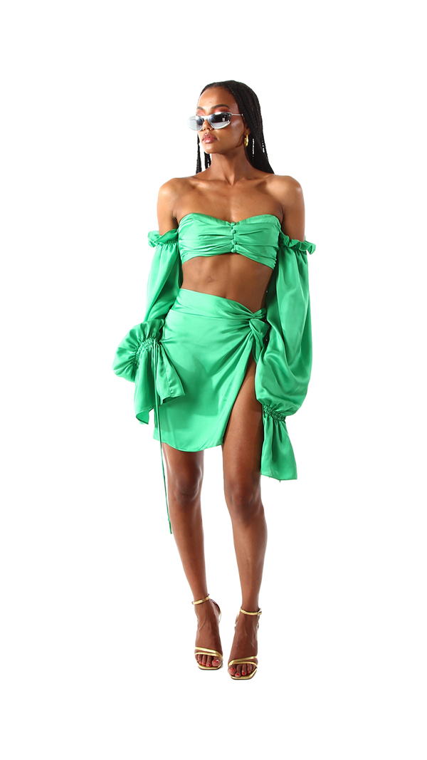 Tulum Mini Skirt Peacock Green