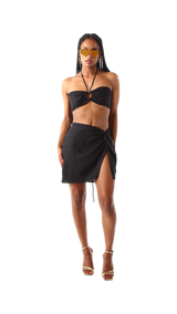 Tulum Mini Skirt Black Linen