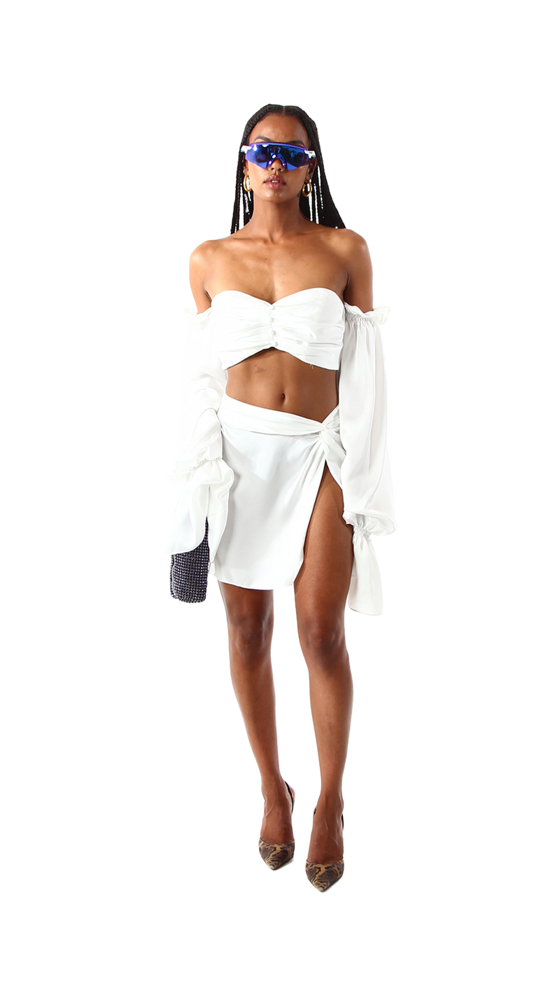 Tulum Mini Skirt White Linen