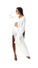Palermo French Cuff Blouse White Linen