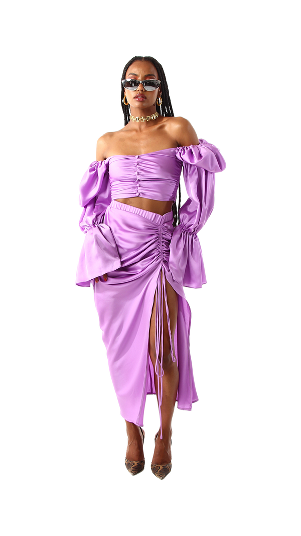 Roma Ruched Skirt Long Lilac